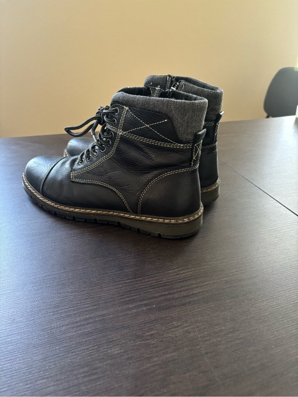 Men's Black Crevo Leather Lace-Up Ankle Boots